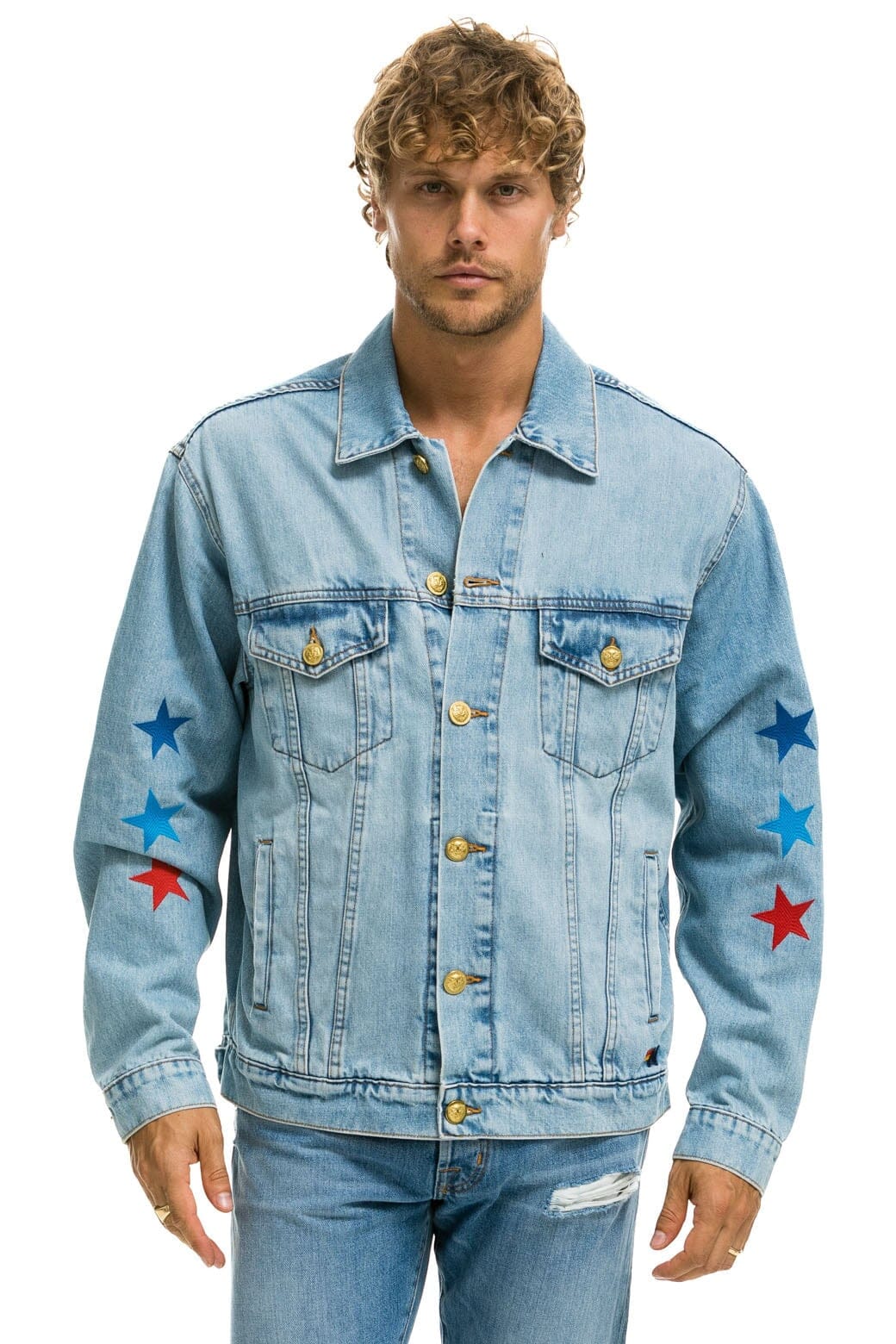 Classic AVIATOR NATION OVERSIZED CONCERT DENIM JACKET - SUPER LIGHT