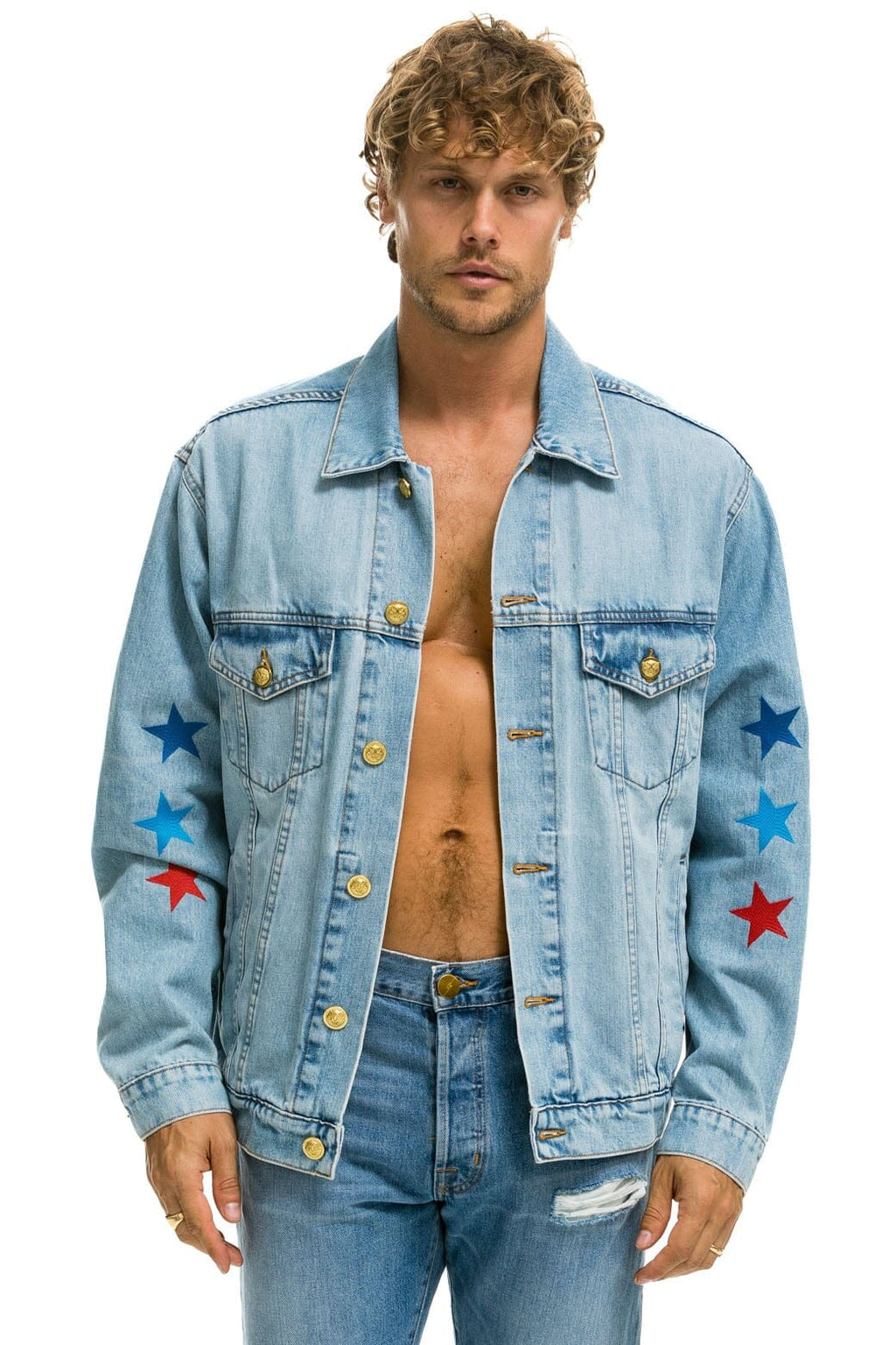 Classic AVIATOR NATION OVERSIZED CONCERT DENIM JACKET - SUPER LIGHT
