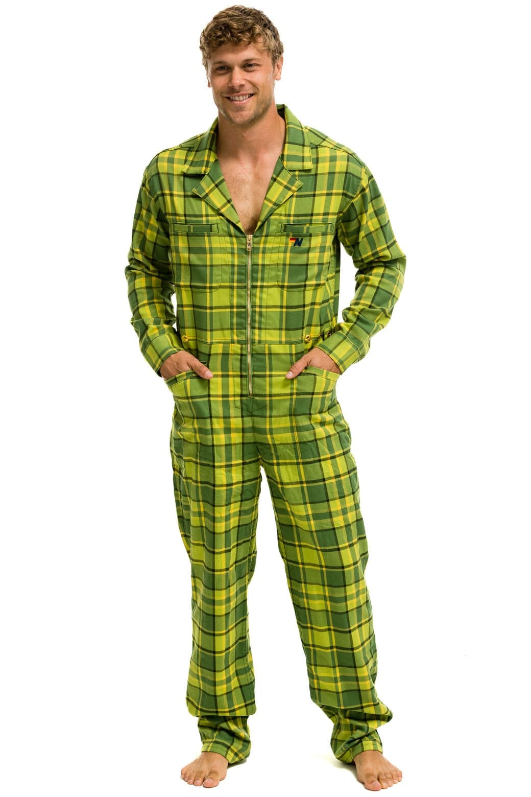 Classic UNISEX PLAID FLIGHT SUIT - AVOCADO PLAID