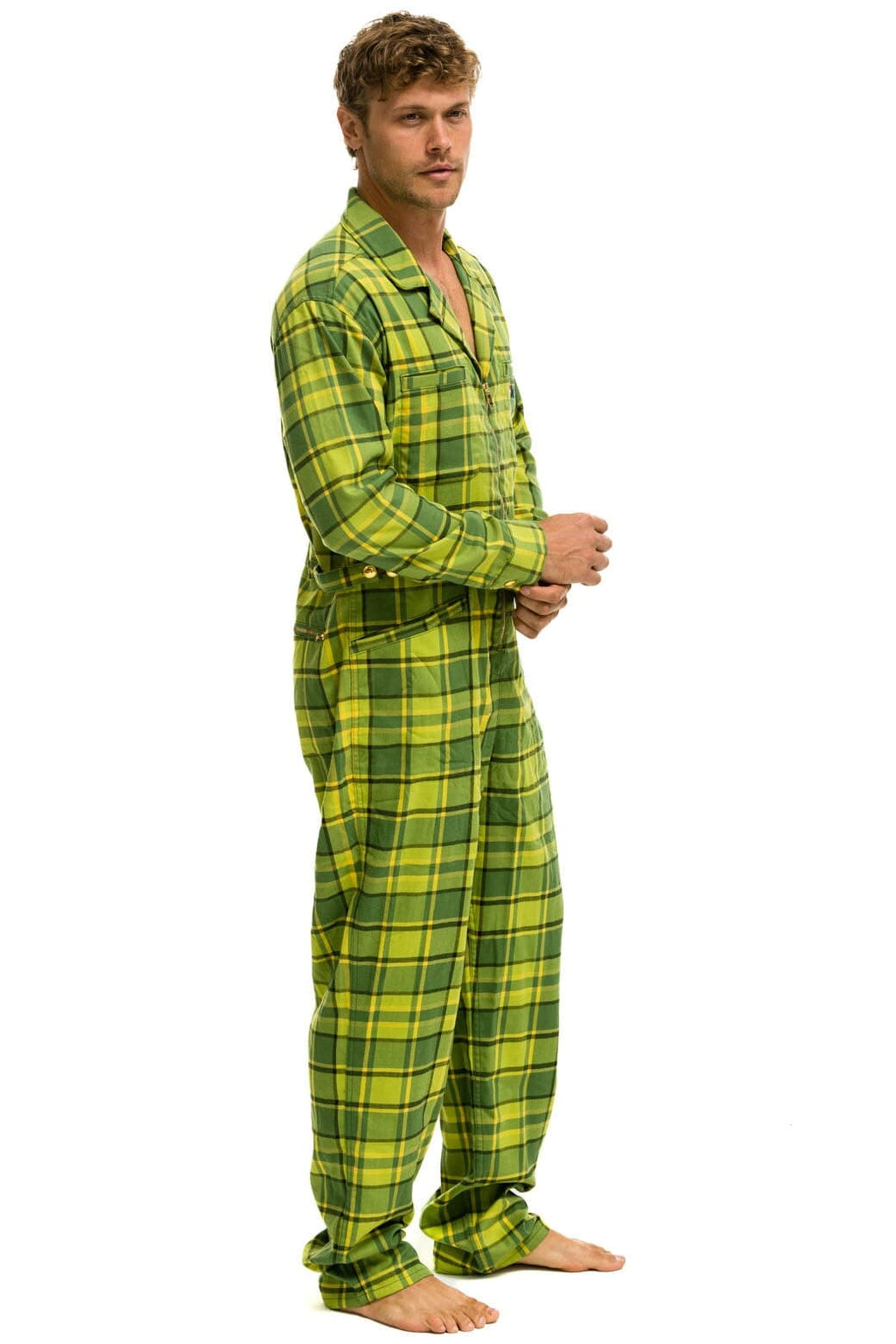 Classic UNISEX PLAID FLIGHT SUIT - AVOCADO PLAID