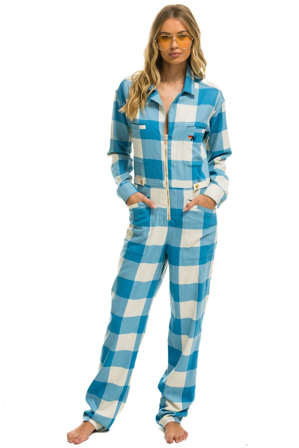 Classic UNISEX PLAID FLIGHT SUIT - SKY PLAID