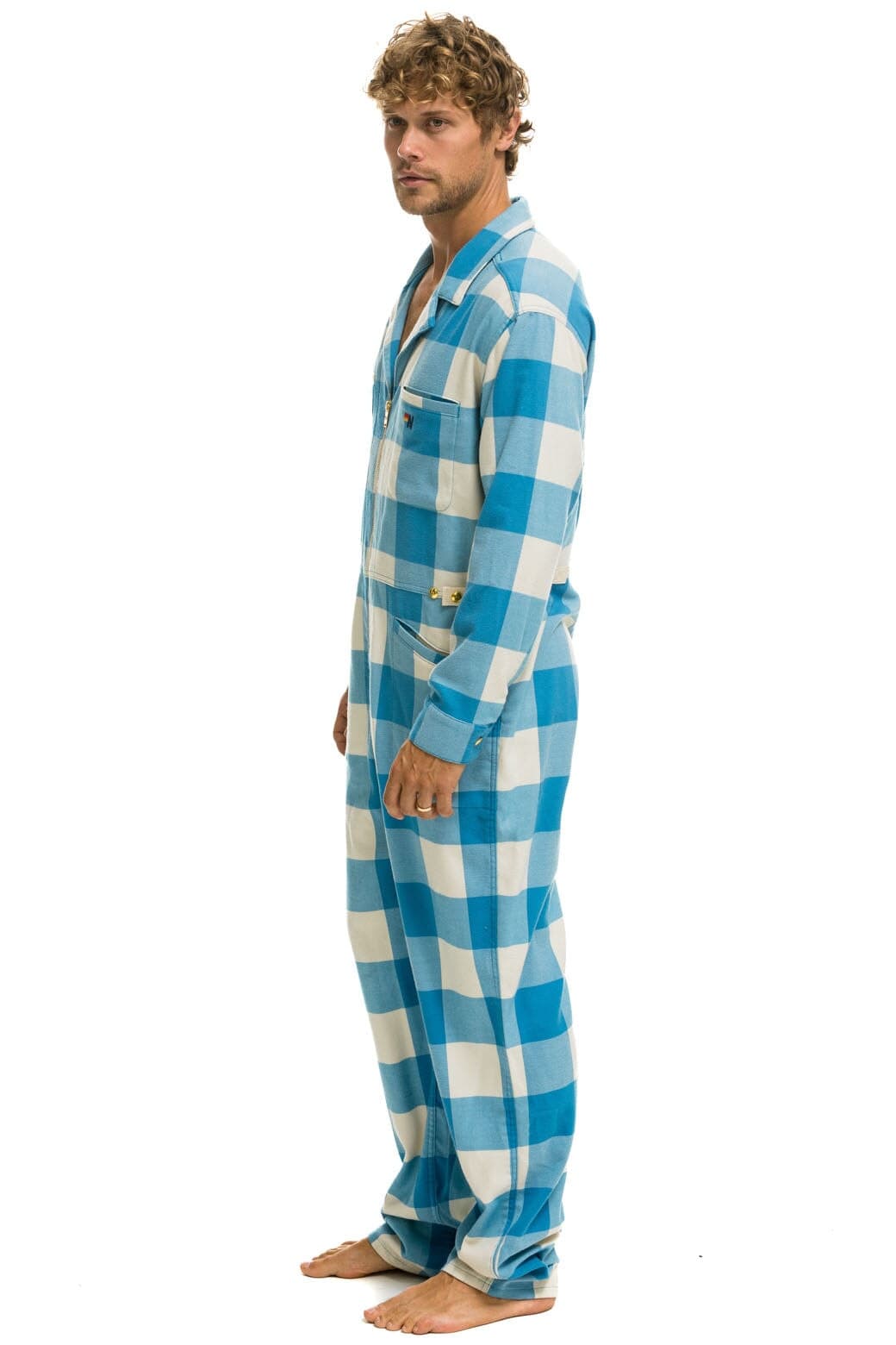 Classic UNISEX PLAID FLIGHT SUIT - SKY PLAID