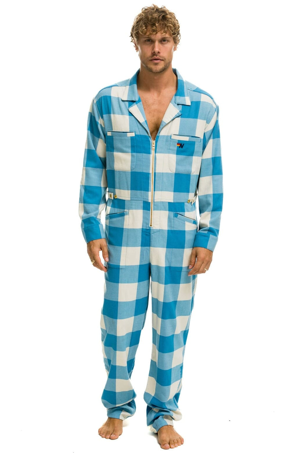 Classic UNISEX PLAID FLIGHT SUIT - SKY PLAID