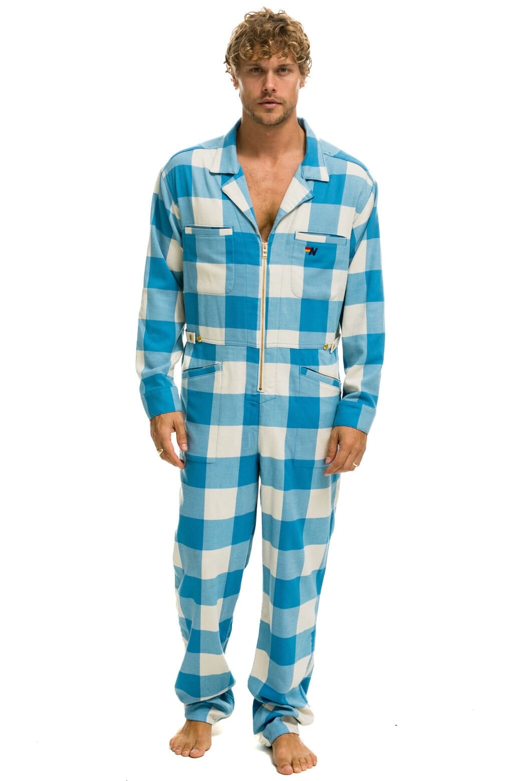 Classic UNISEX PLAID FLIGHT SUIT - SKY PLAID