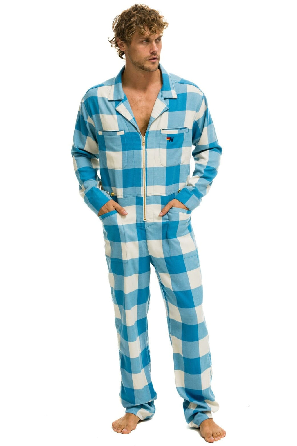 Classic UNISEX PLAID FLIGHT SUIT - SKY PLAID