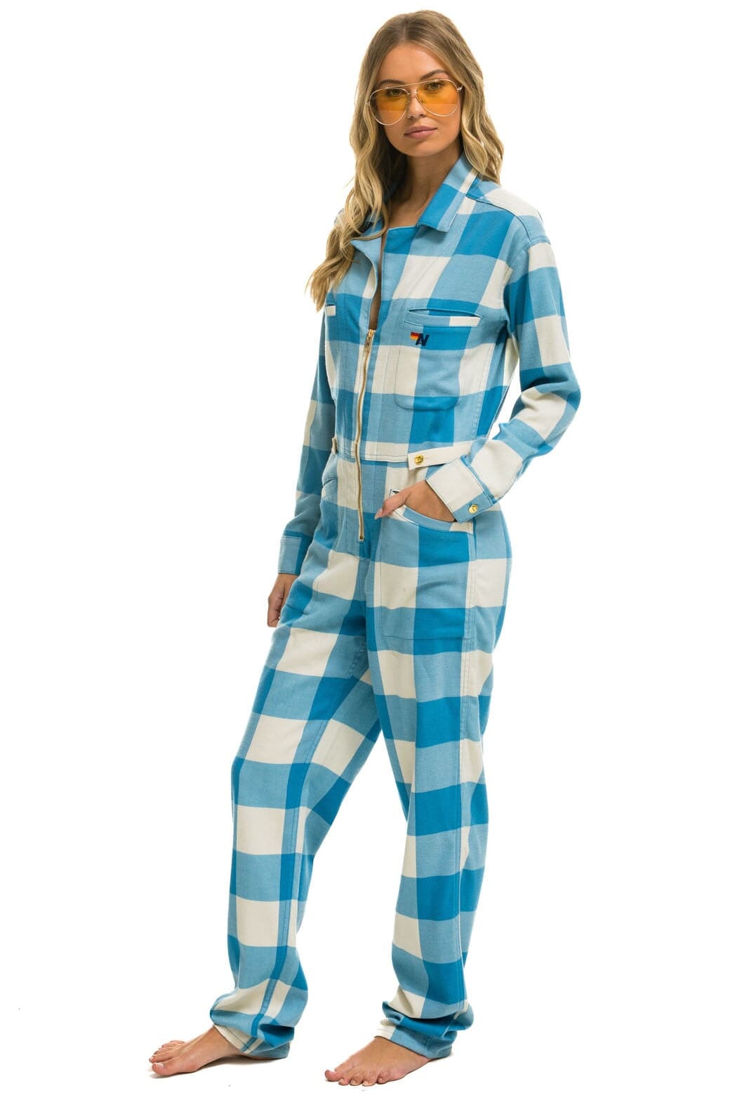 Classic UNISEX PLAID FLIGHT SUIT - SKY PLAID