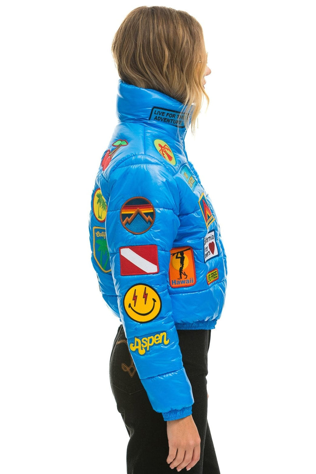 Classic VINTAGE PATCH APRES PUFFER JACKET - BLUE CINA GLOSSY