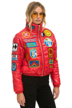 Classic VINTAGE PATCH APRES PUFFER JACKET - CHERRY GLOSSY