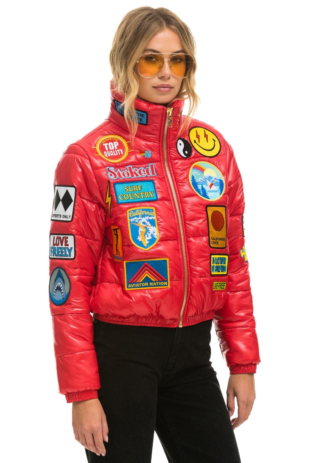 Classic VINTAGE PATCH APRES PUFFER JACKET - CHERRY GLOSSY