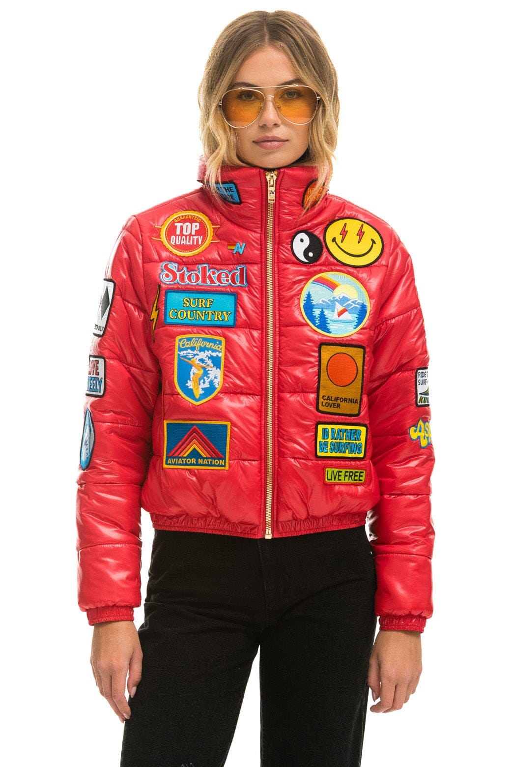 Classic VINTAGE PATCH APRES PUFFER JACKET - CHERRY GLOSSY