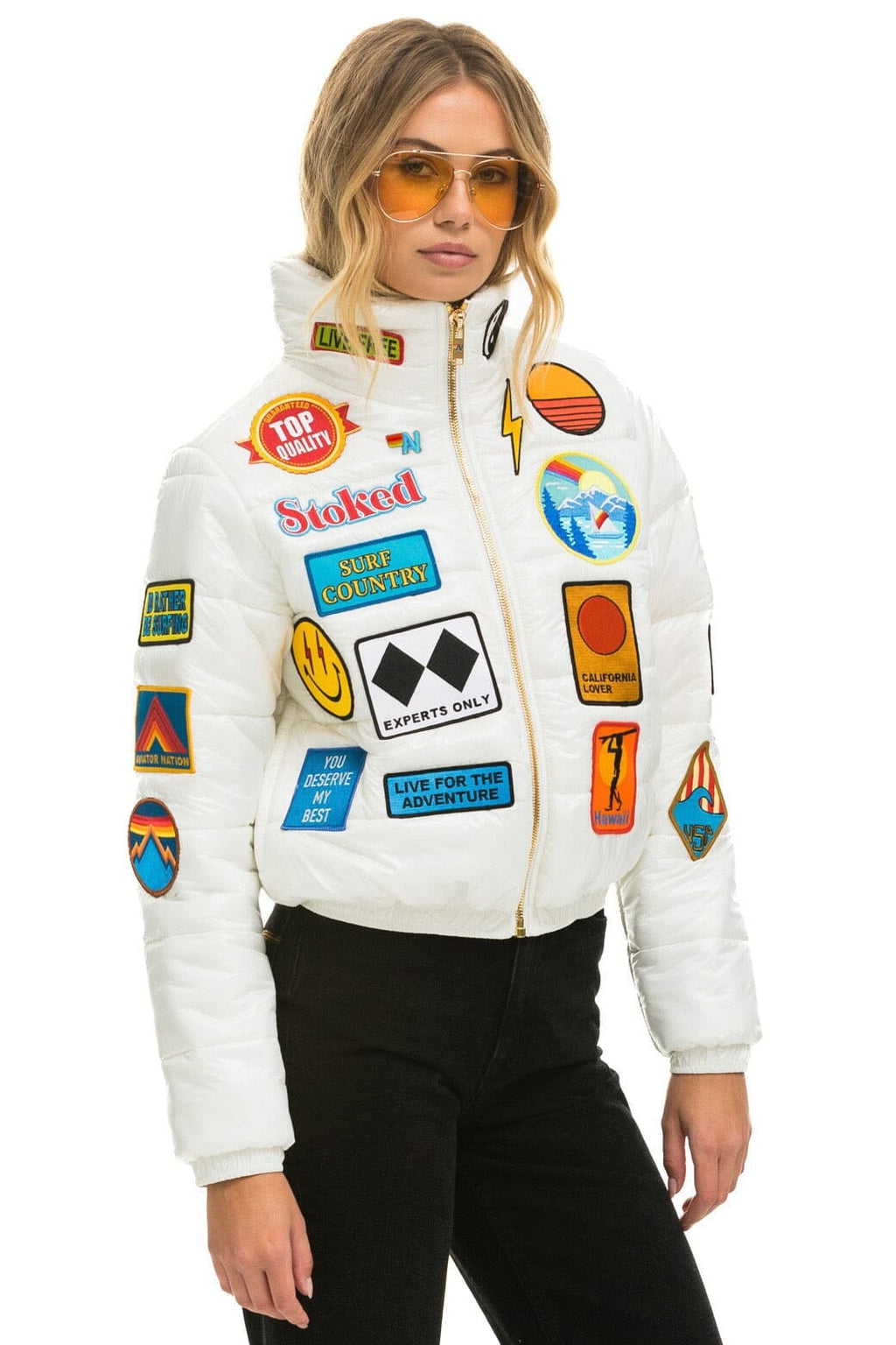 Classic VINTAGE PATCH APRES PUFFER JACKET - WHITE GLOSSY