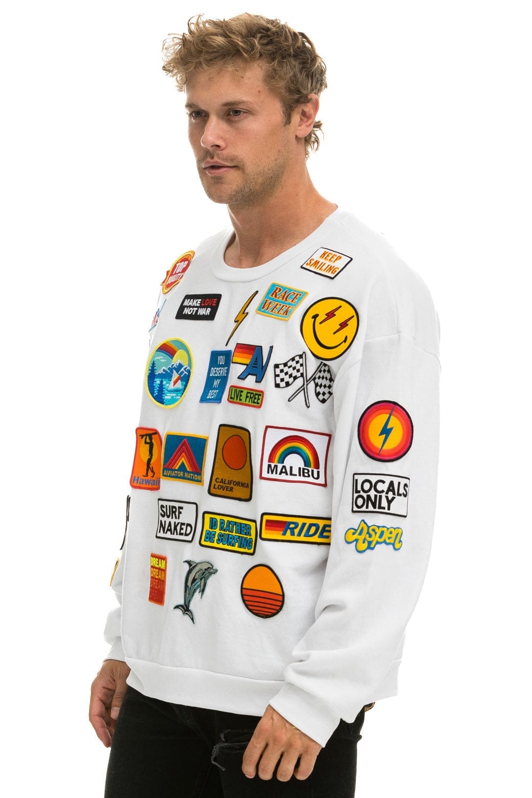 Classic VINTAGE PATCH RELAXED CREW SWEATSHIRT - WHITE