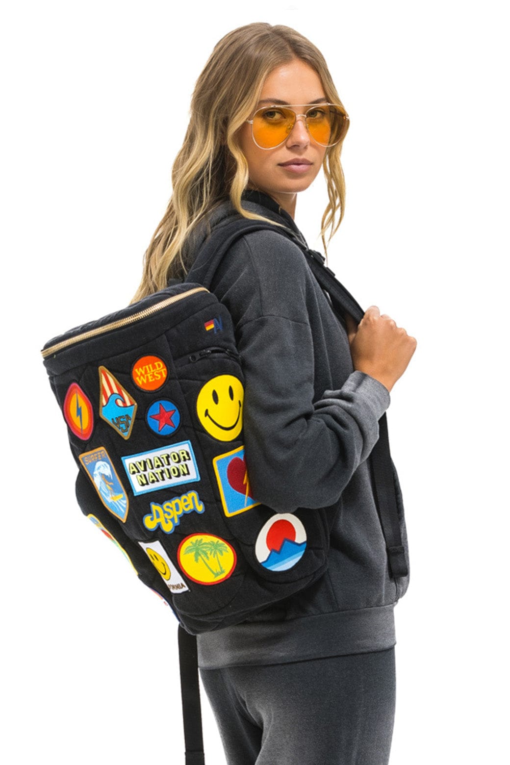 Classic VINTAGE PATCH DENIM PUFFER BACKPACK - VINTAGE BLACK