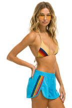 Classic WOMENS 5 STRIPE FLEX BOARD SHORTS - NEON BLUE RAINBOW