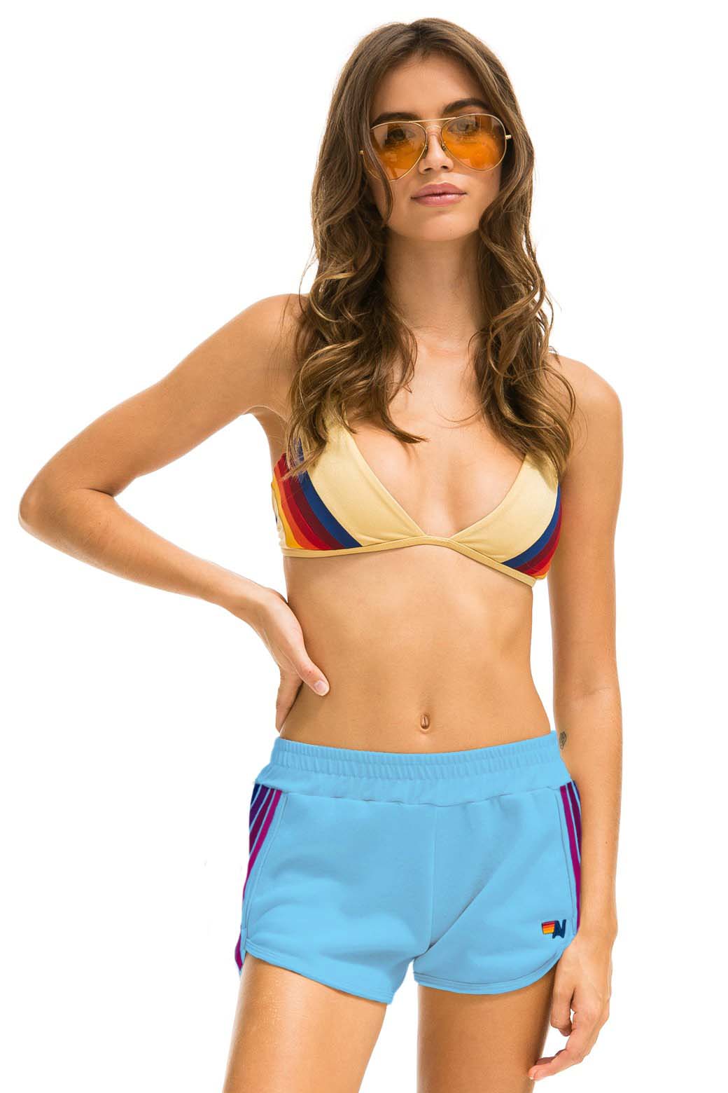 Classic 5 STRIPE JOGGER SHORTS - SKY PINK PURPLE