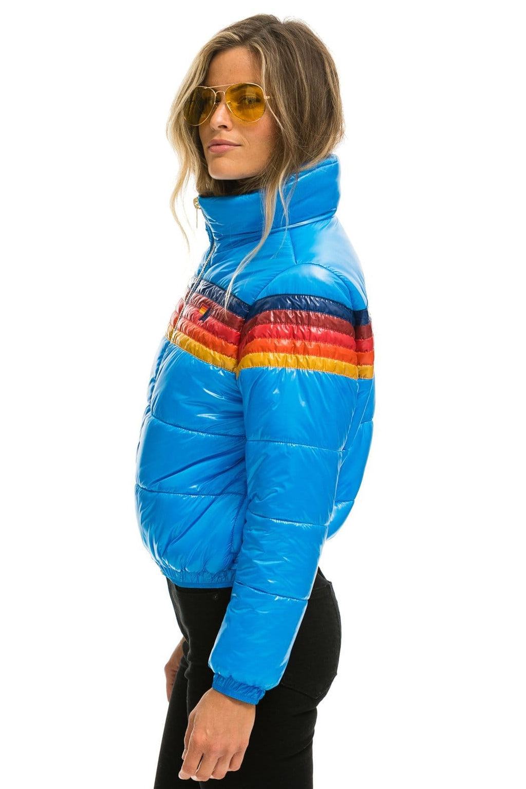 Classic 5 STRIPE APRES PUFFER JACKET - GLOSSY BLUE