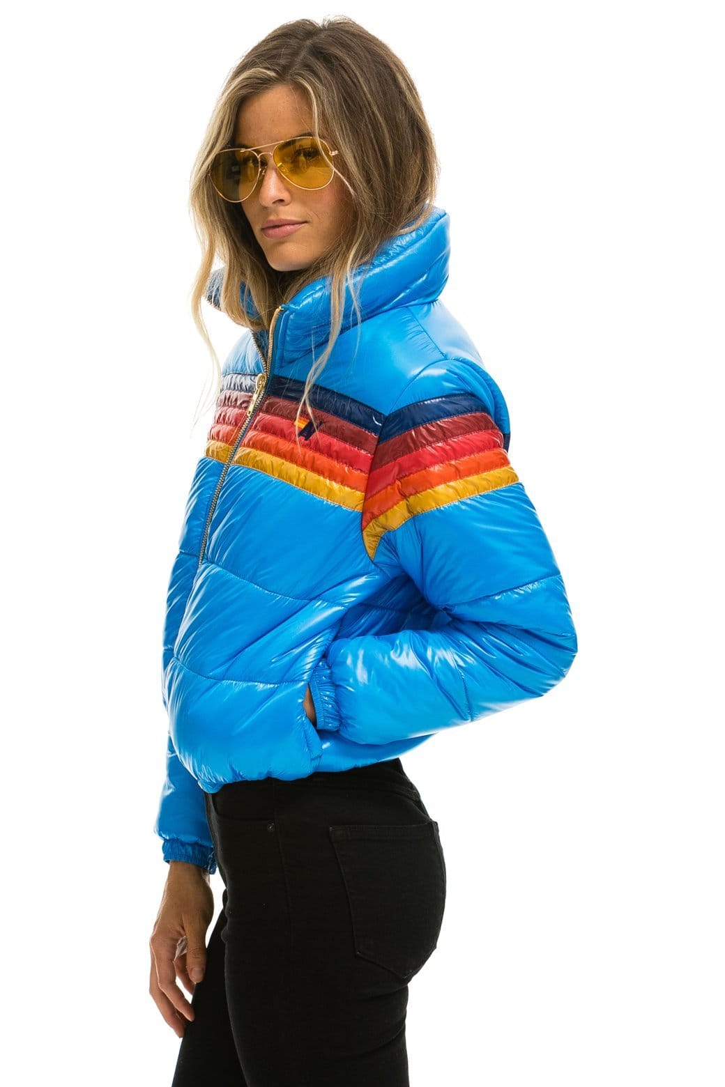 Classic 5 STRIPE APRES PUFFER JACKET - GLOSSY BLUE