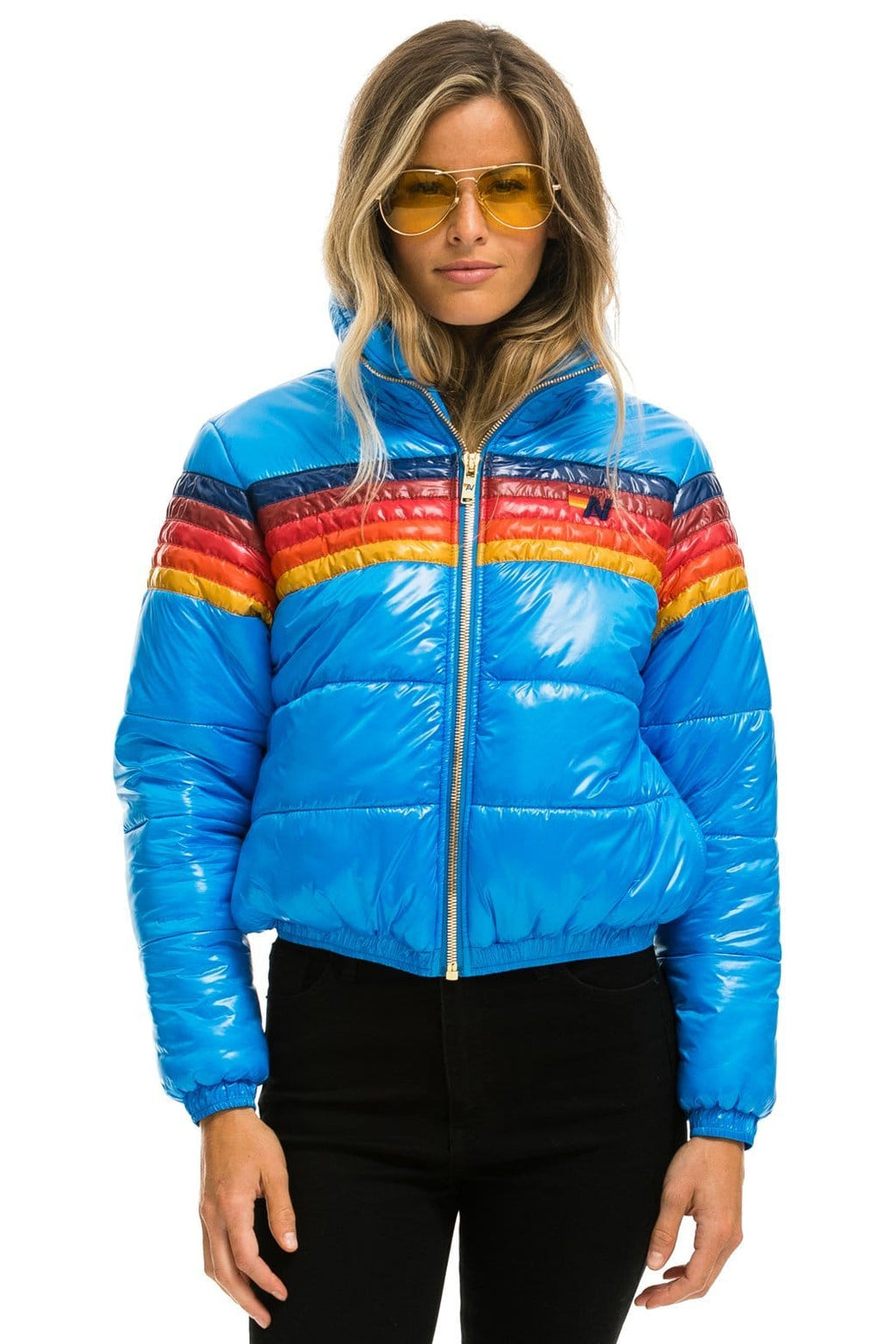 Classic 5 STRIPE APRES PUFFER JACKET - GLOSSY BLUE
