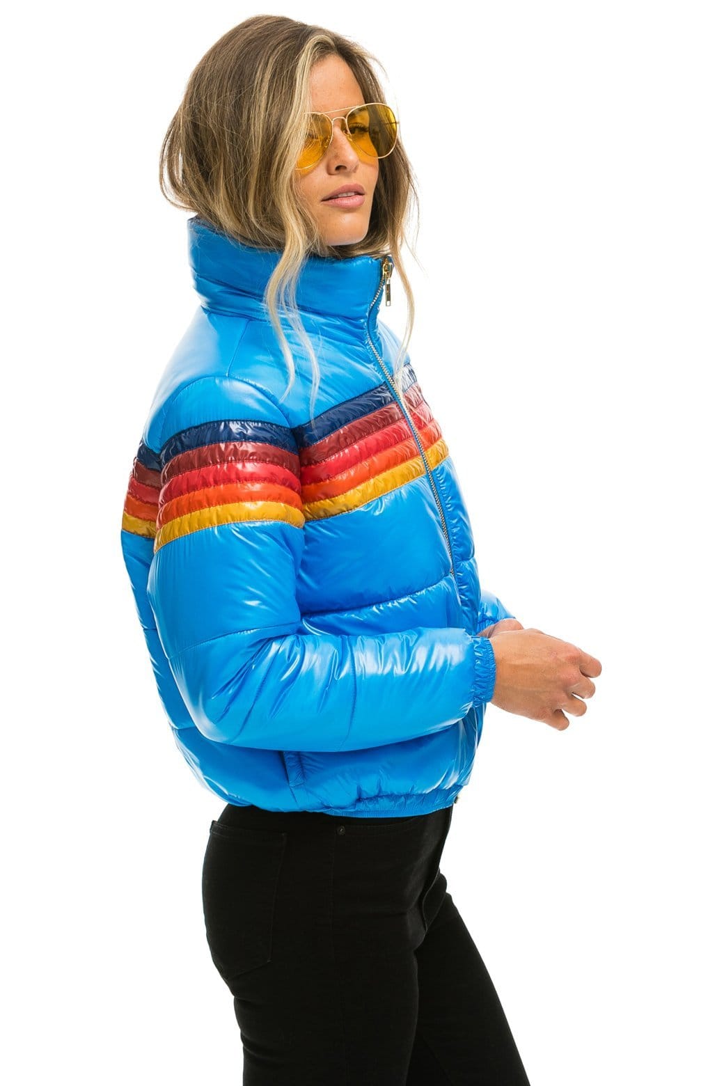 Classic 5 STRIPE APRES PUFFER JACKET - GLOSSY BLUE