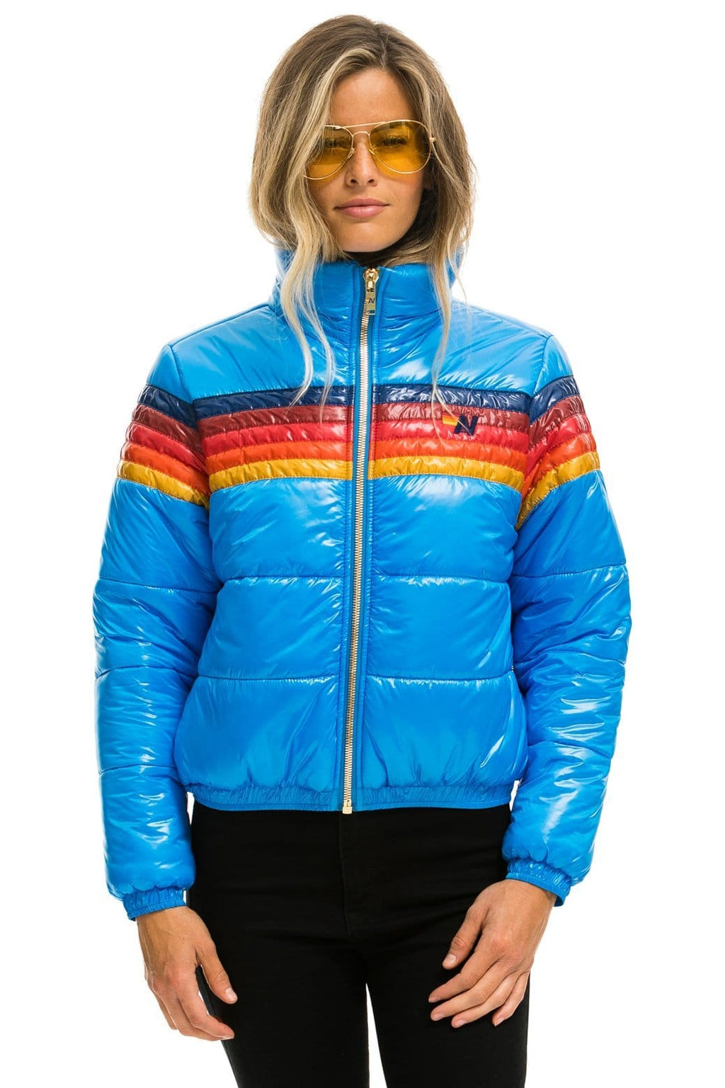 Classic 5 STRIPE APRES PUFFER JACKET - GLOSSY BLUE
