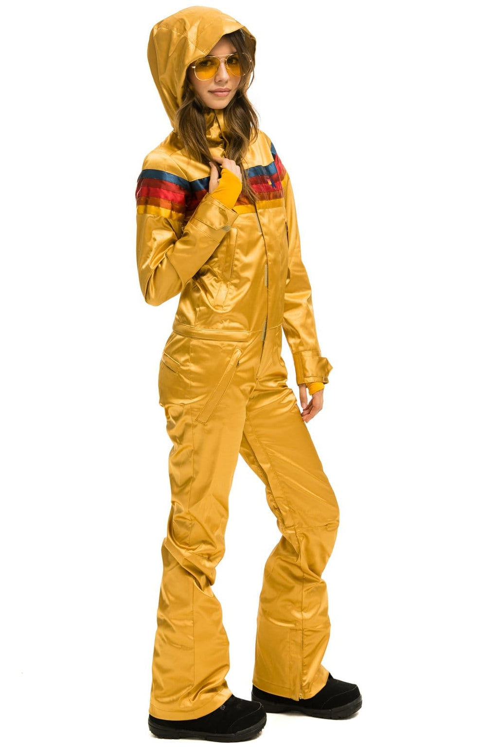 Classic WOMENS 5 STRIPE SATIN POWDER SUIT - CHAMPAGNE