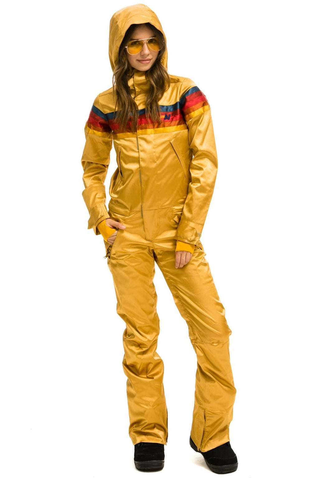Classic WOMENS 5 STRIPE SATIN POWDER SUIT - CHAMPAGNE