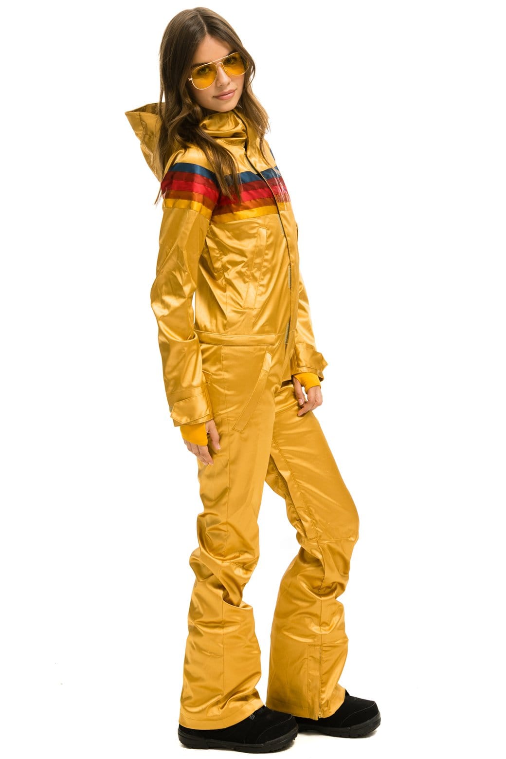 Classic WOMENS 5 STRIPE SATIN POWDER SUIT - CHAMPAGNE