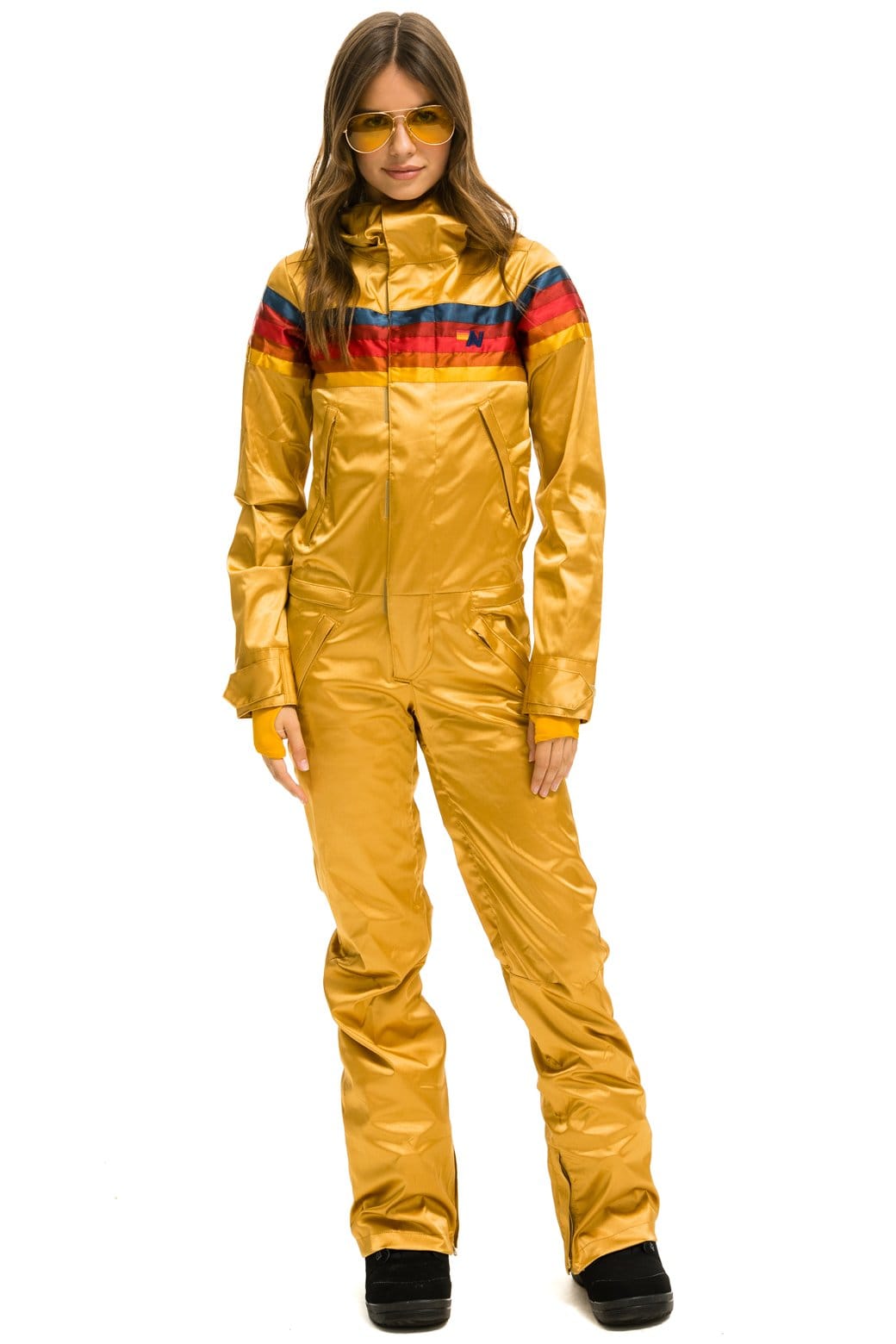 Classic WOMENS 5 STRIPE SATIN POWDER SUIT - CHAMPAGNE