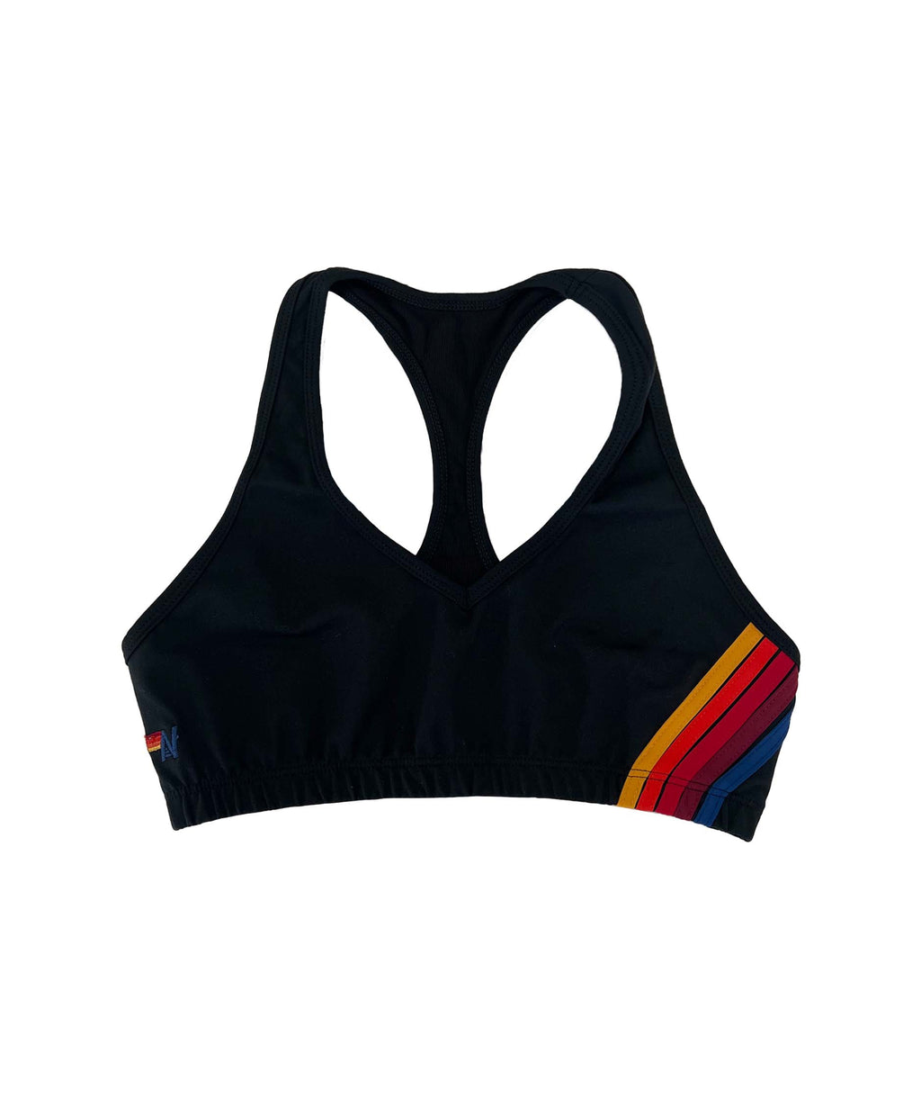 Classic WOMENS 5 STRIPE SPORTS BRA - BLACK