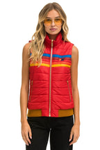 Classic WOMENS 5 STRIPE VEST - CHERRY