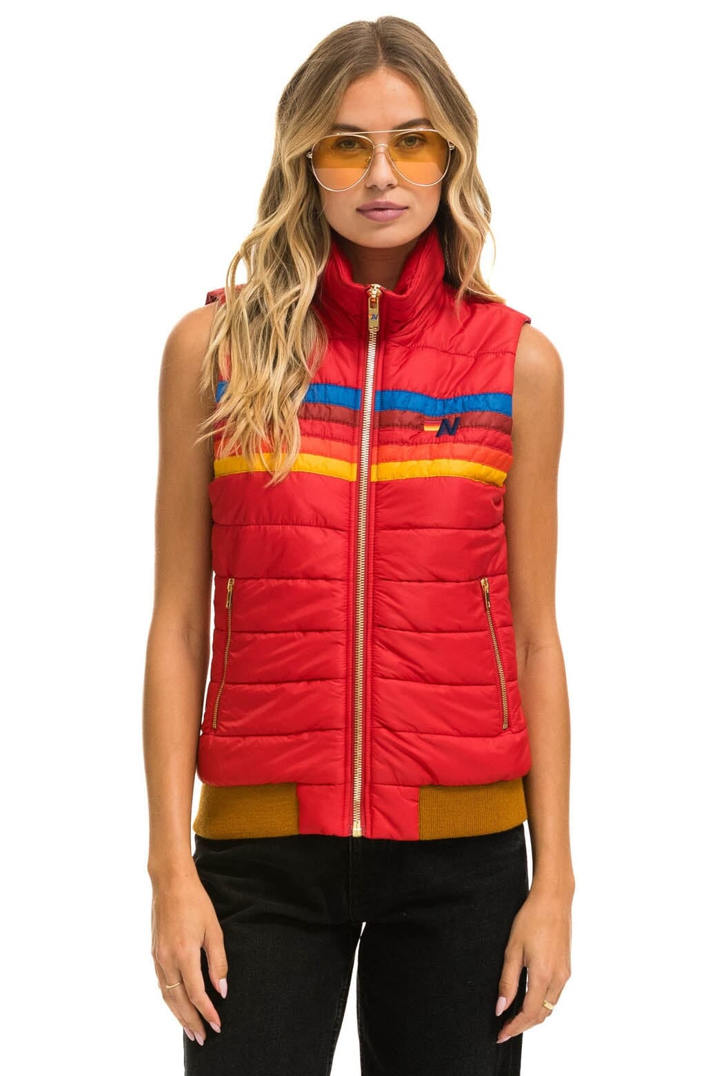 Classic WOMENS 5 STRIPE VEST - CHERRY