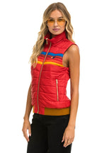 Classic WOMENS 5 STRIPE VEST - CHERRY