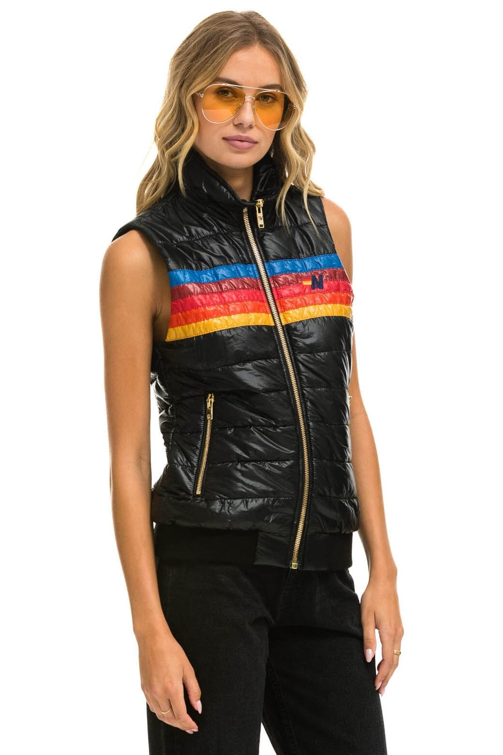 Classic WOMENS 5 STRIPE VEST - GLOSSY BLACK