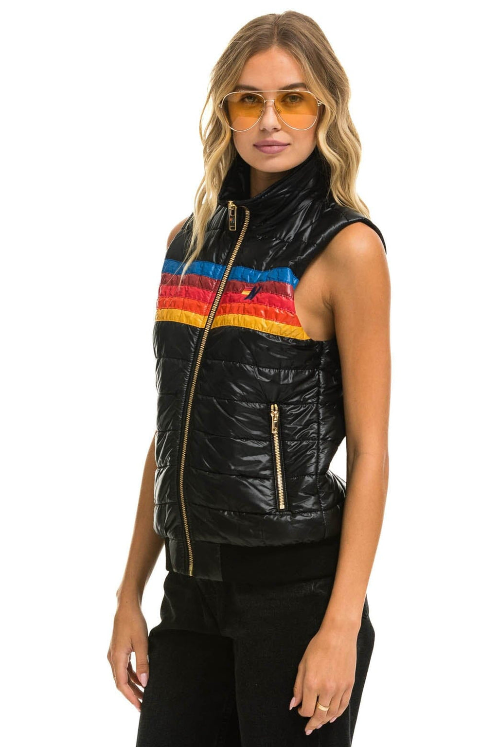 Classic WOMENS 5 STRIPE VEST - GLOSSY BLACK