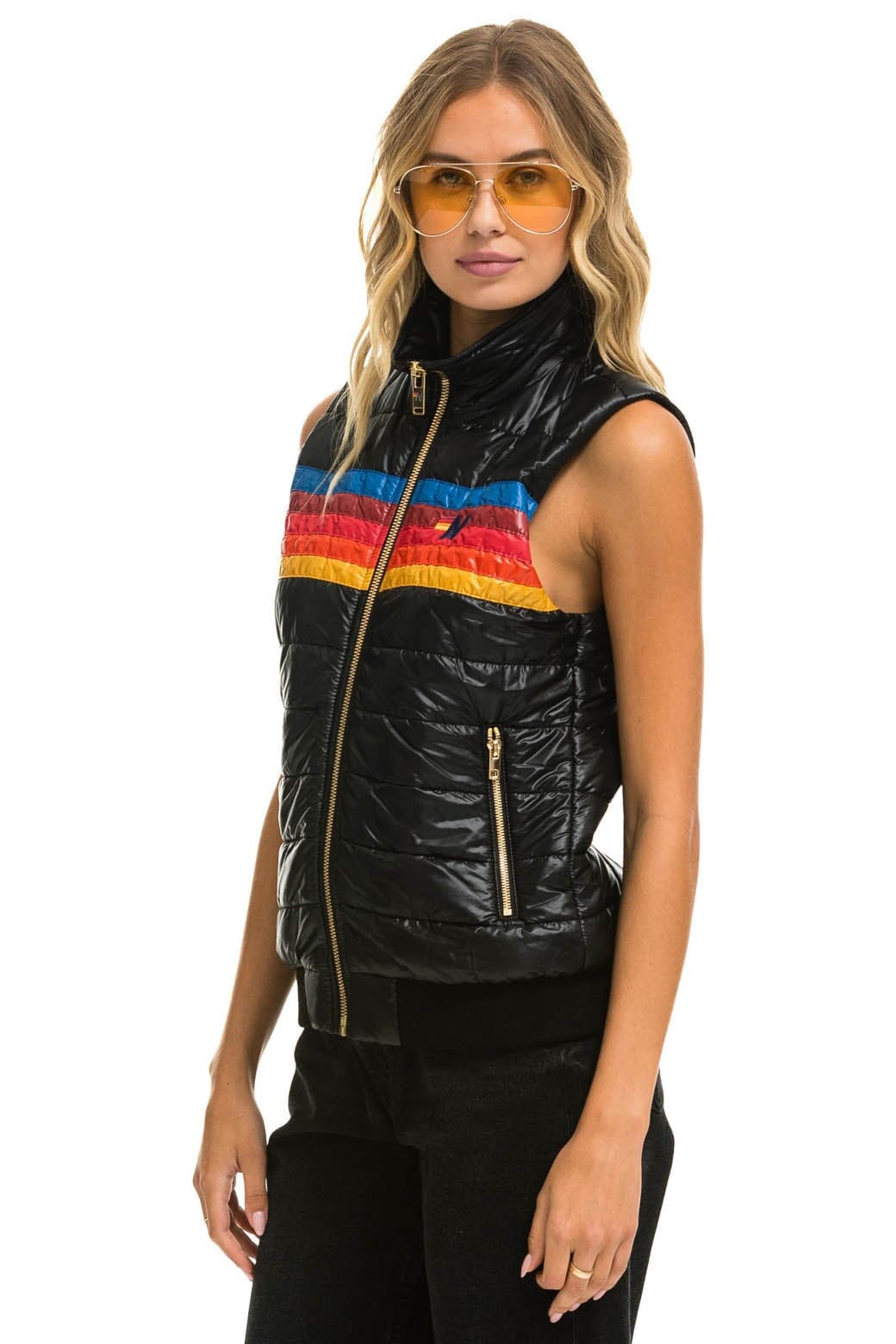 Classic WOMENS 5 STRIPE VEST - GLOSSY BLACK