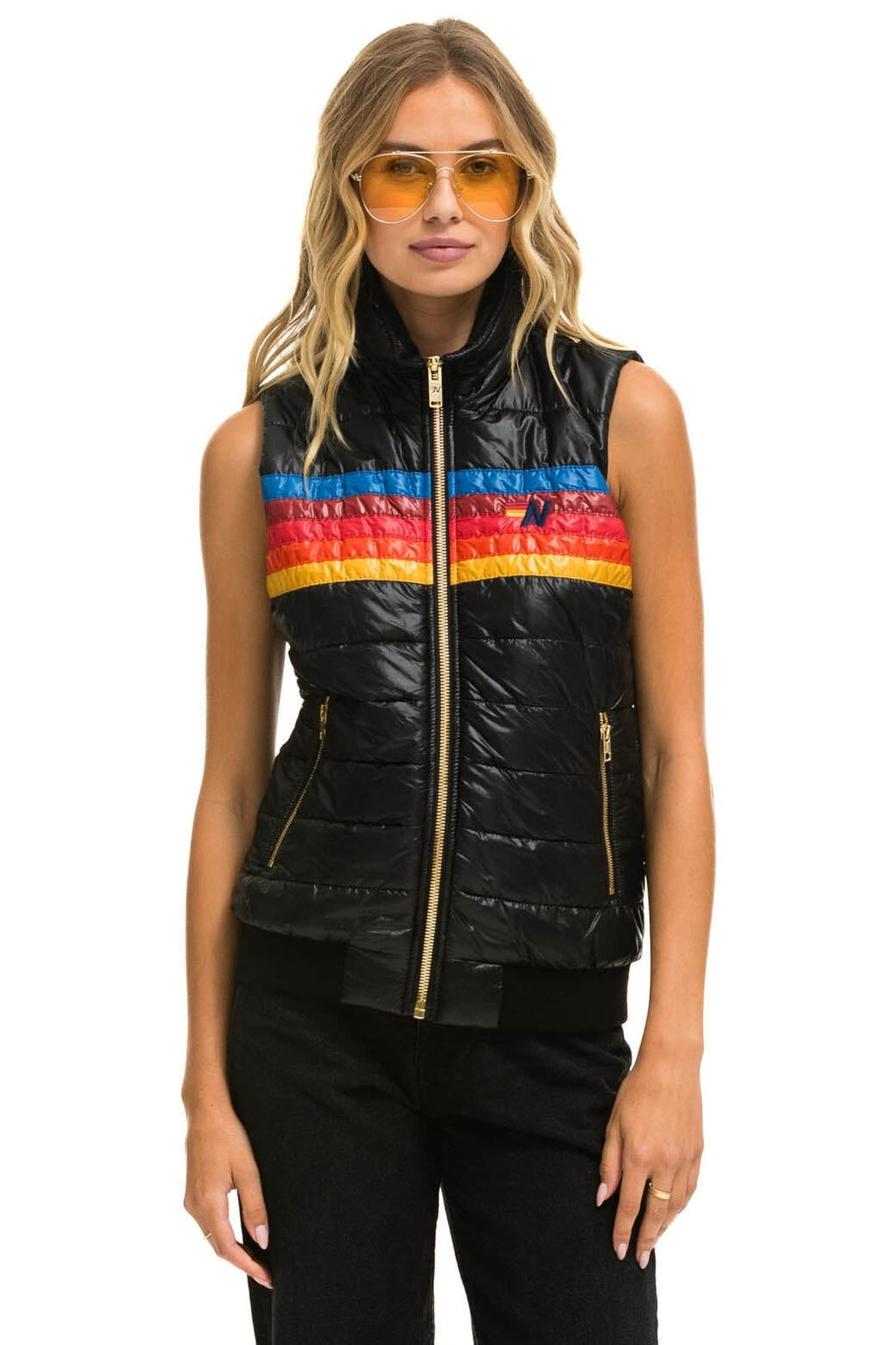 Classic WOMENS 5 STRIPE VEST - GLOSSY BLACK