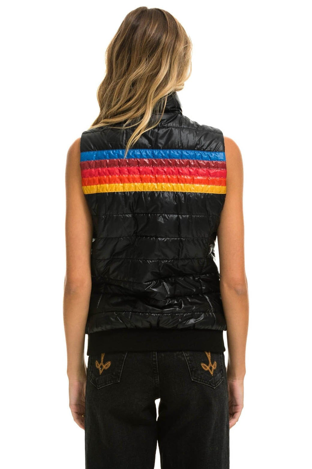 Classic WOMENS 5 STRIPE VEST - GLOSSY BLACK