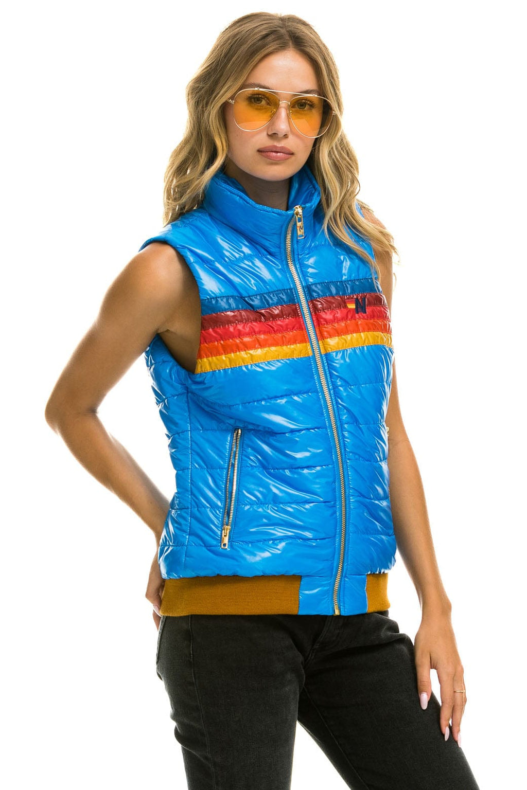 Classic WOMENS 5 STRIPE VEST - GLOSSY BLUE CINA