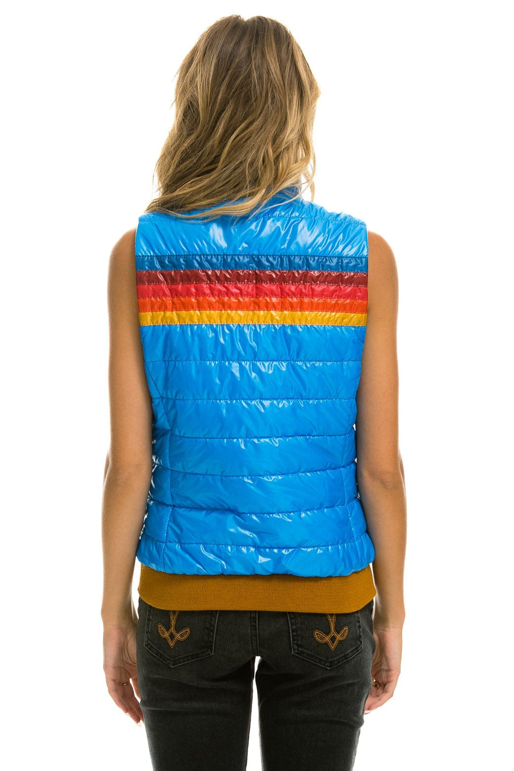 Classic WOMENS 5 STRIPE VEST - GLOSSY BLUE CINA