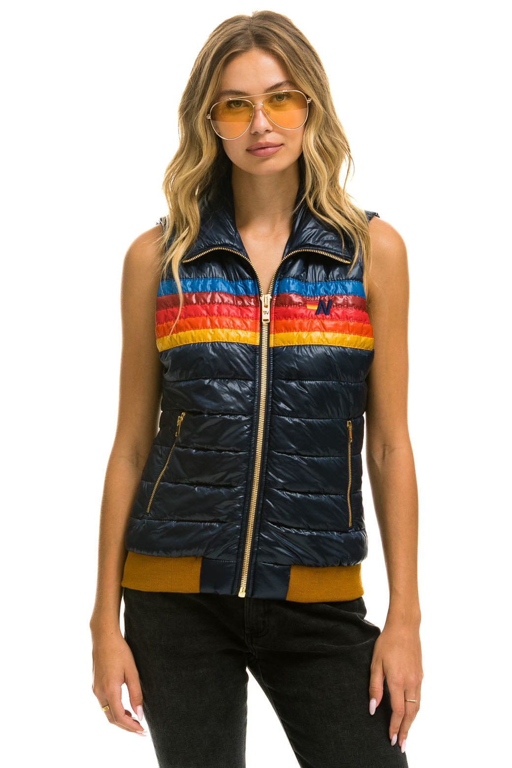 Classic WOMENS 5 STRIPE VEST - GLOSSY NAVY