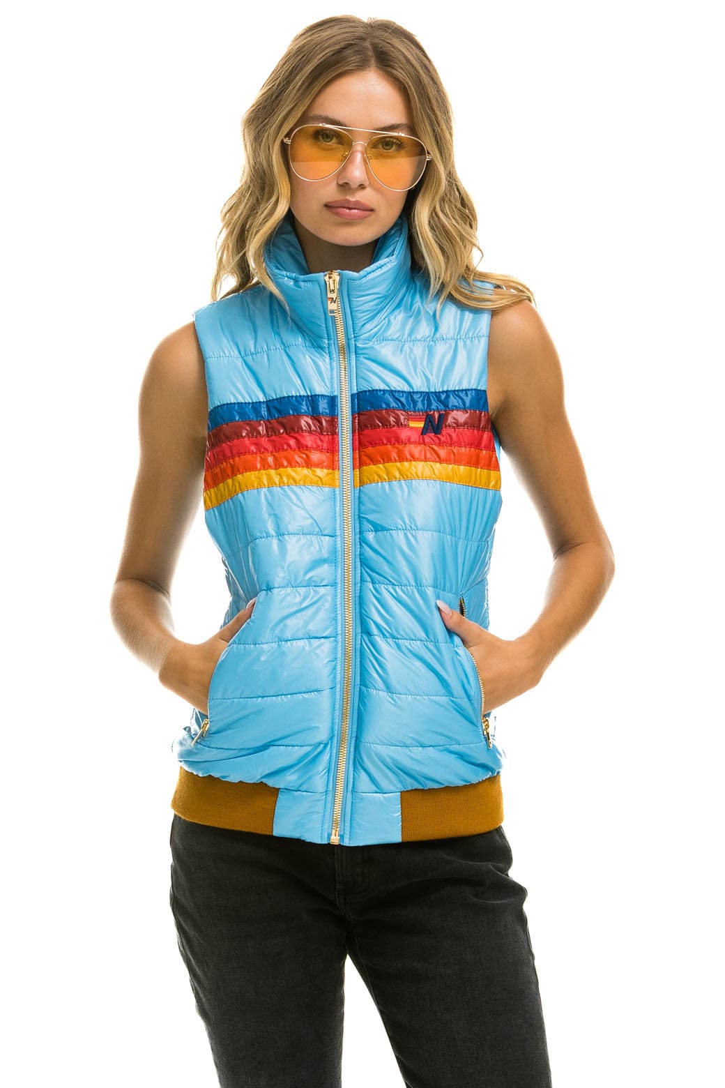 Classic WOMENS 5 STRIPE VEST - GLOSSY SKY