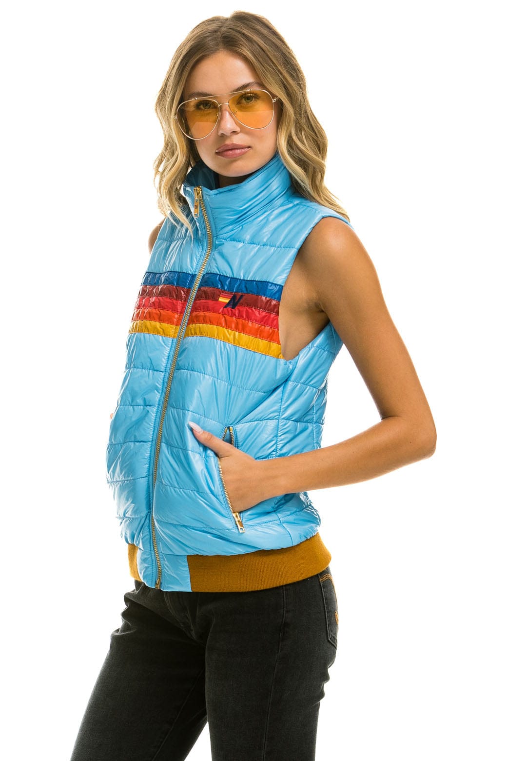 Classic WOMENS 5 STRIPE VEST - GLOSSY SKY