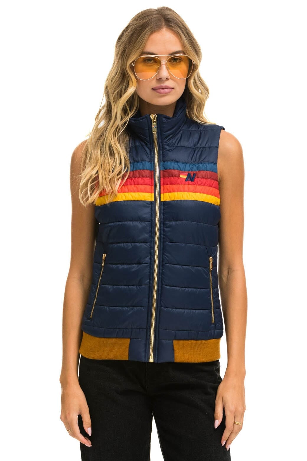 Classic WOMENS 5 STRIPE VEST - NAVY