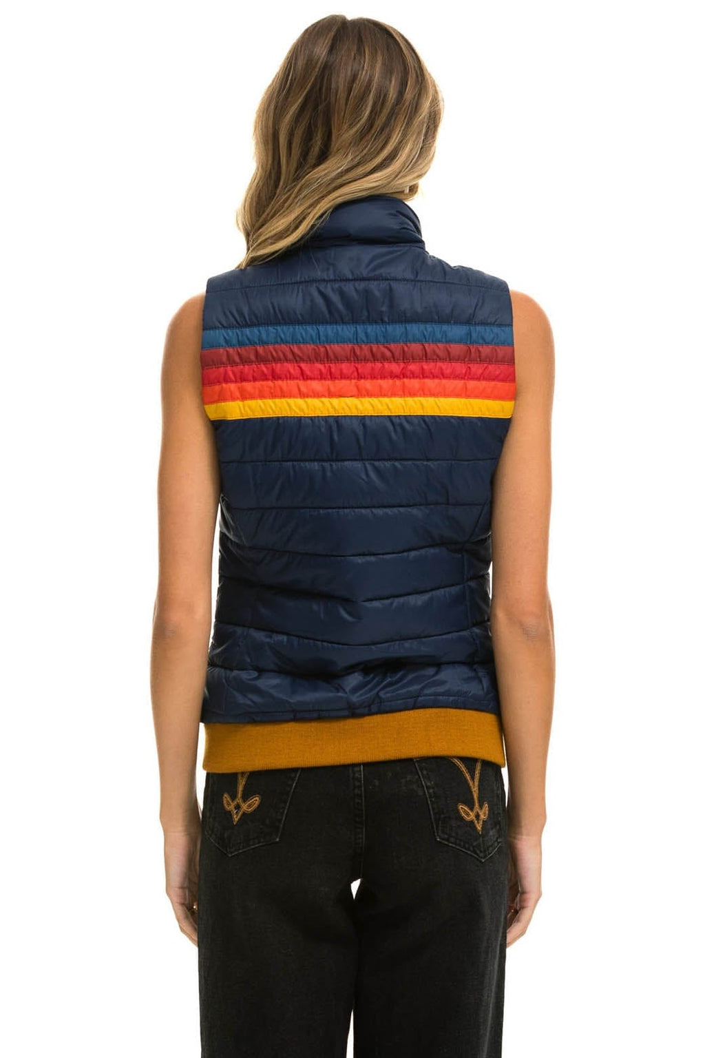 Classic WOMENS 5 STRIPE VEST - NAVY