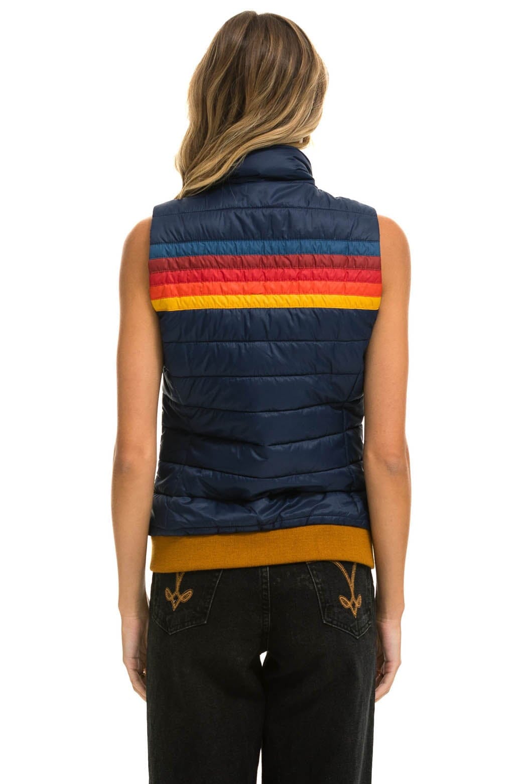 Classic WOMENS 5 STRIPE VEST - NAVY