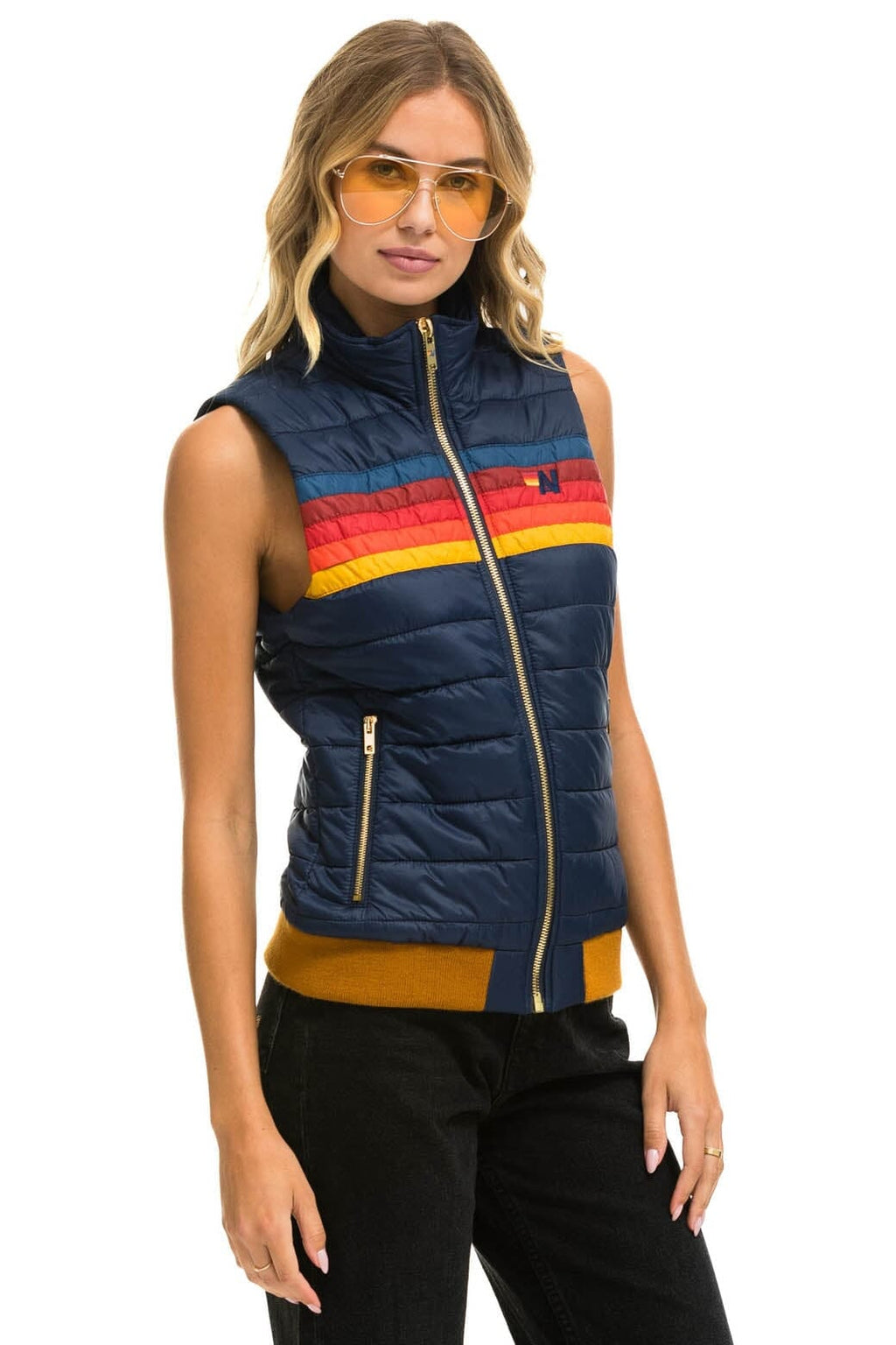 Classic WOMENS 5 STRIPE VEST - NAVY