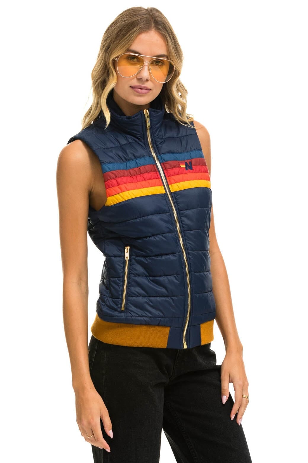 Classic WOMENS 5 STRIPE VEST - NAVY