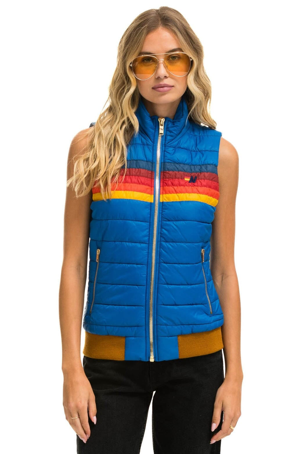 Classic WOMENS 5 STRIPE VEST - SNORKEL BLUE
