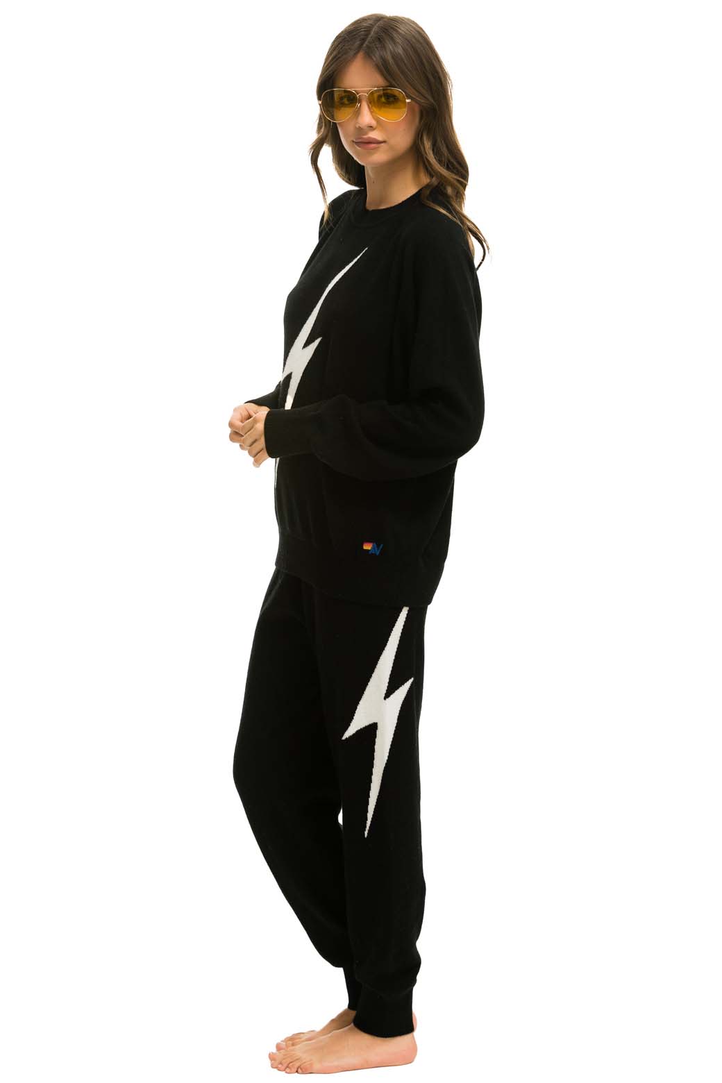 Classic BOLT CASHMERE LIGHT SWEATER PANT - BLACK WHITE BOLT