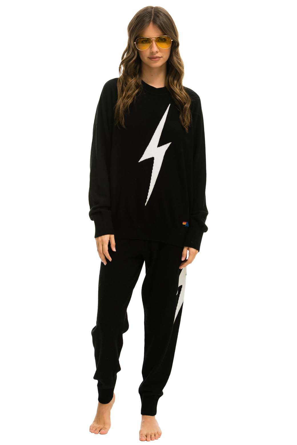 Classic BOLT CASHMERE LIGHT SWEATER PANT - BLACK WHITE BOLT